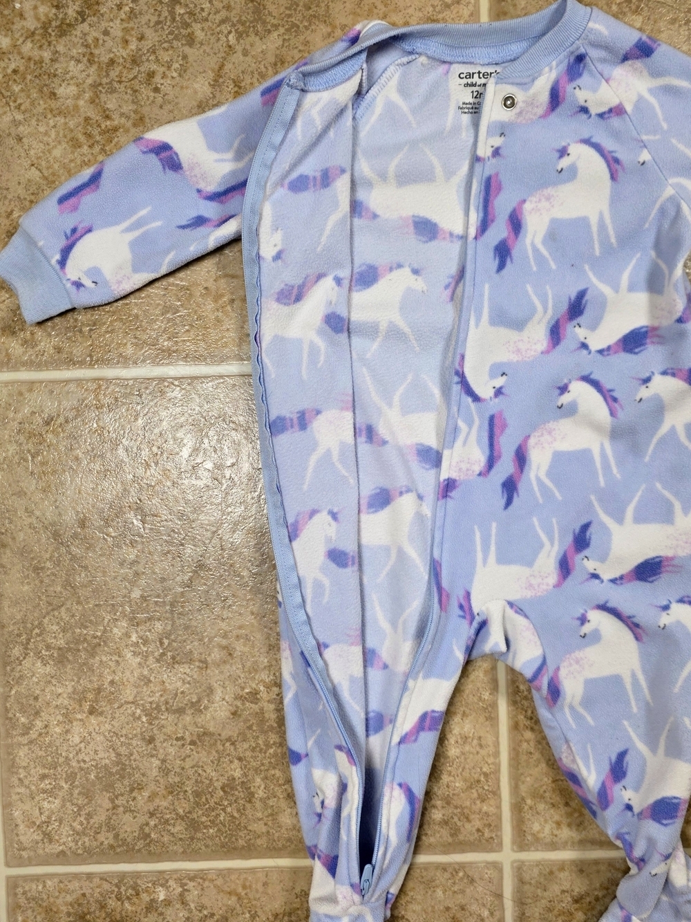 Carter’s 12M Unicorn & Cloud Fleece Footie Pajama Bundle - Picture 12 of 15
